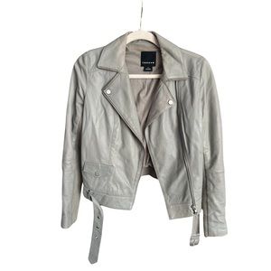 Gray Leather Moto Jacket by Trouve 🩶